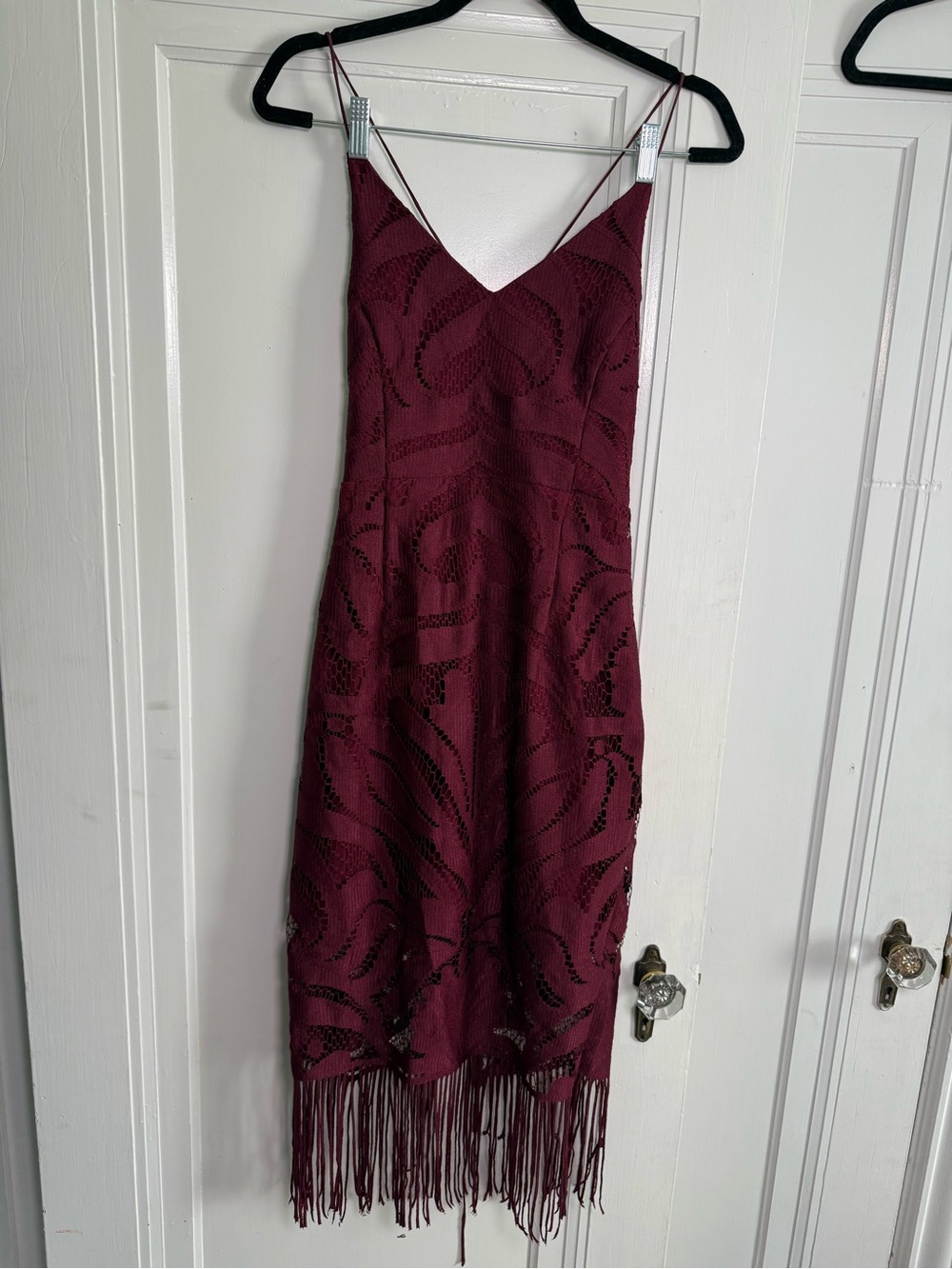 SOLD OUT | Khaleesi Women's Burgundy Lace Fringe Dress